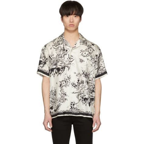 givenchy monster print hawaiian shirt|Givenchy: White & Black Monster Silk Hawaiian Shirt .